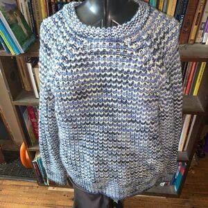 Gap blue variegated chunky cozy pullover L sweater